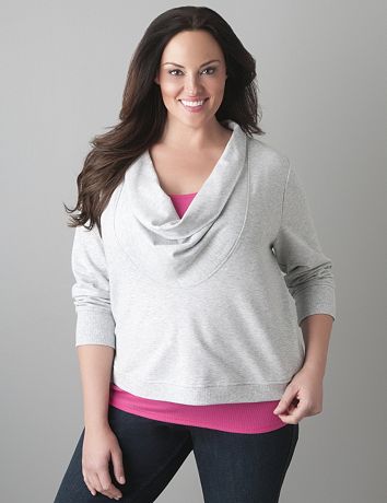 Cowl neck cropped sweatshirt by Lane Bryant