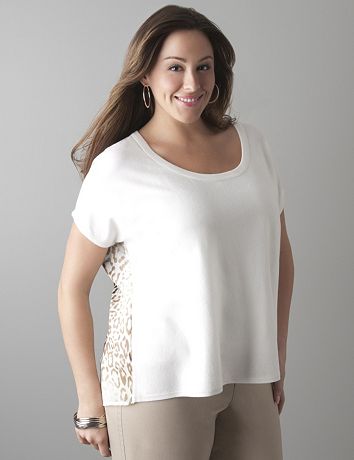 Chiffon back pullover sweater by Lane Bryant