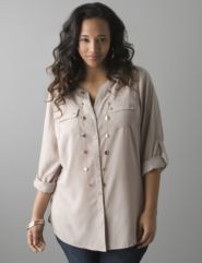 Rolled sleeve blouse by Lane Bryant