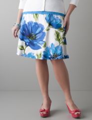 Bold floral sateen A-line skirt by Lane Bryant