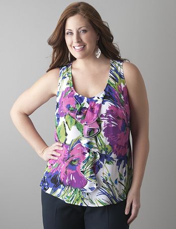 Floral ruffled shell by Lane Bryant