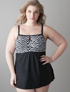 Plus size swimsuit with built in no wire bra by Cacique