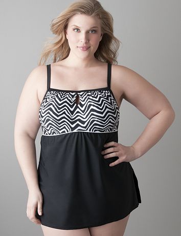 Plus size swimsuit with built in no wire bra by Cacique