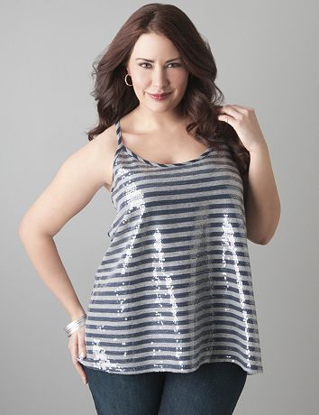 Striped sequin tank by DKNY JEANS