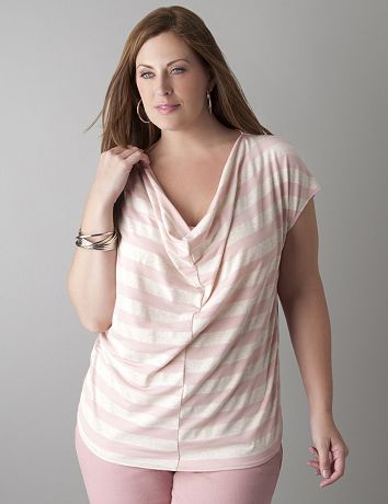 Striped drape neck top by DKNY JEANS
