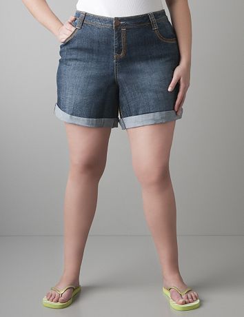 Rolled cuff denim short by Lane Bryant