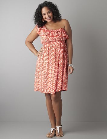 Dressy One shoulder confetti print dress by Lane Bryant