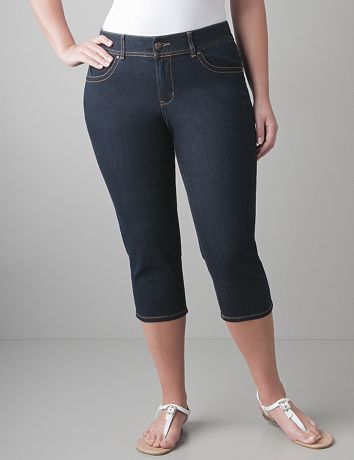 Plus size Dark rinse jegging capri by Lane Bryant