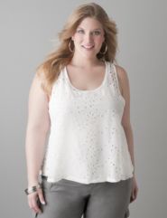 Full figure Layered eyelet tank by Lane Bryant