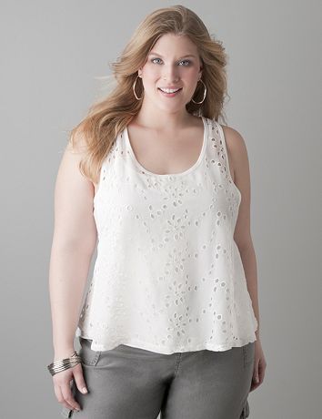 Full figure Layered eyelet tank by Lane Bryant