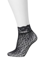 Leopard & lace cuff sock 2-pack by Lane Bryant