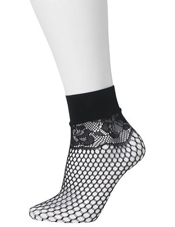 Fishnet & ruffled sock 2-pack by Lane Bryant