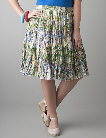 Conversation print crinkle skirt by Lane Bryant