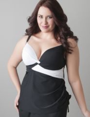 Colorblock plunge bikini top by Cacique