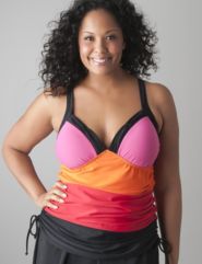 Colorblock swim tank with no wire bra by Cacique