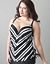 Striped swim tank with built in Cacique plunge bra