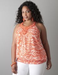 Embellished smocked tank by Lane Bryant