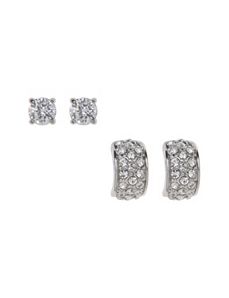 Cubic zirconium stud & semi hoop earring