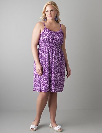 Plus size Ruffled batik sundress by Lane Bryant