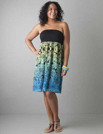 Full figure Chiffon floral tube dress by Lane Bryant