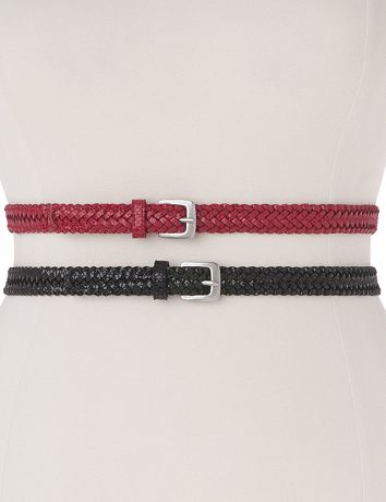 Braided skinny belt duo by Lane Bryant