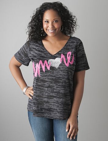 Amore rhinestone burnout tee by Lane Bryant