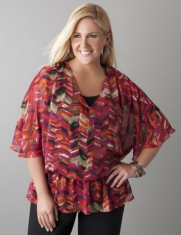 Drop waist print blouse by Lane Bryant