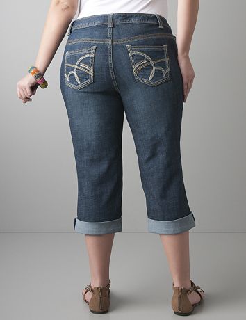 Rolled cuff denim capri by Lane Bryant