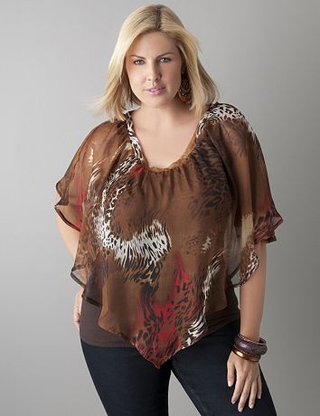 Animal print capelet top by Lane Bryant
