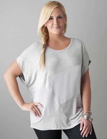 Mixed material dolman top by Lane Bryant