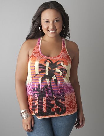 Plus Womens Embellished Racerback Tank by Lane Bryant