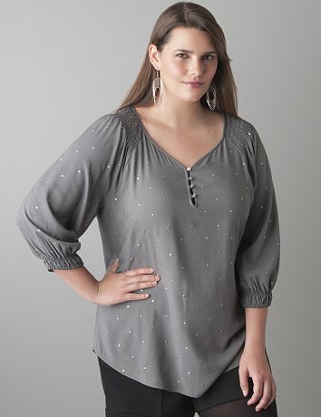 Studded peasant blouse by Lane Bryant
