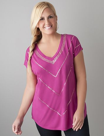 Sequin chevron dolman top  by Lane Bryant