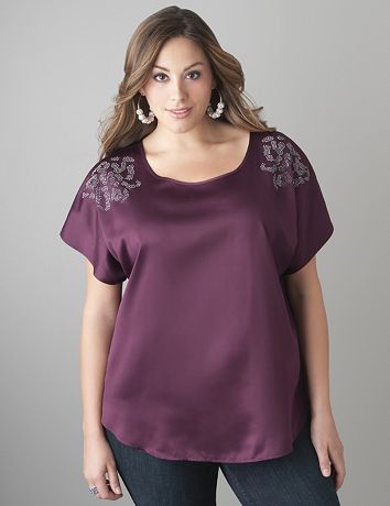 Embellished shoulder blouse by Lane Bryant