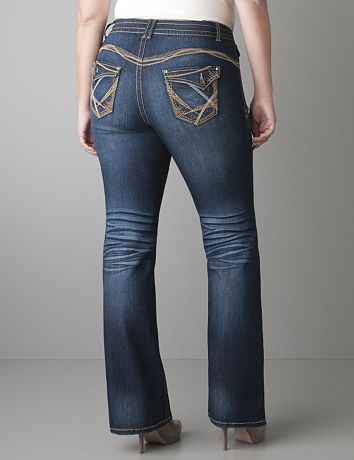 Heavy stitch flare jean  by Lane Bryant