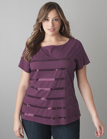 Sequin stripe tee by Lane Bryant