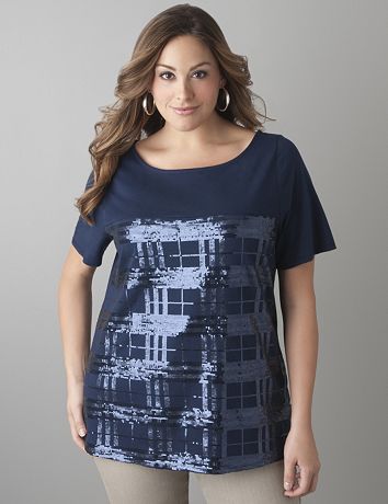 Plaid sequin tee by Lane Bryant