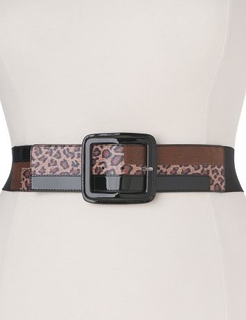 Leopard colorblock stretch belt  by Lane Bryant