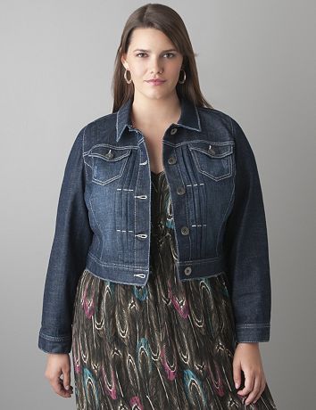 Dark sandblast denim jacket by Lane Bryant