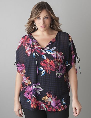 Checked floral tunic by Lane Bryant