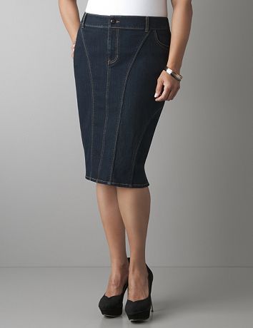 Seamed denim pencil skirt by Lane Bryant