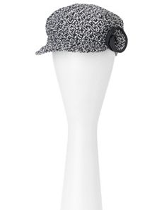 Tweed cabbie hat with flower
