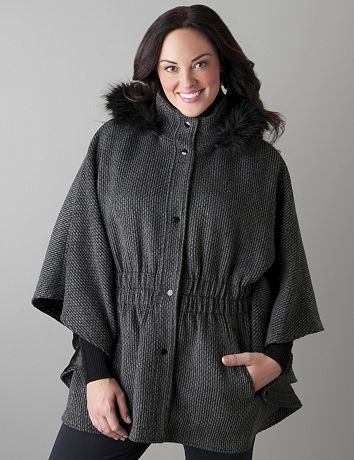 Cinched cape with hood by Lane Bryant