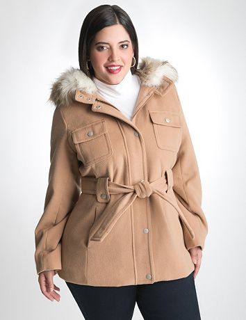 Trench Coat with Removable Hood by Lane Bryant