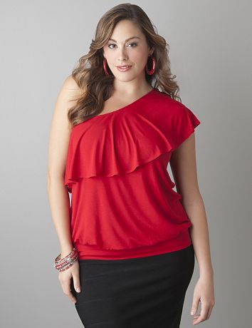 One shoulder ruffle top by Lane Bryant