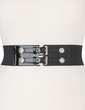 Double buckle stretch belt by Lane Bryant