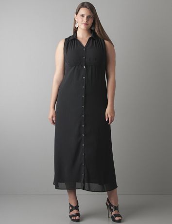 Chiffon maxi shirt dress by Lane Bryant
