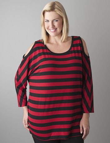 Plus Size Cold Shoulder Long Sleeve Tee by Seven7