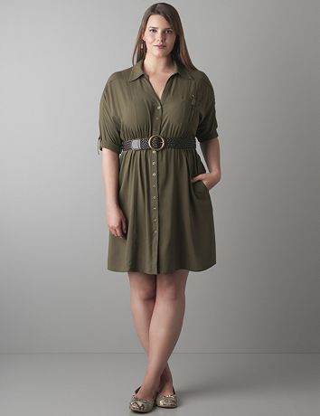 Shirt dress with belt by Lane Bryant
