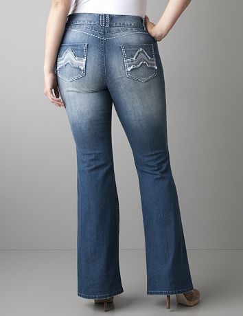 Frayed pocket flare jean by Lane Bryant